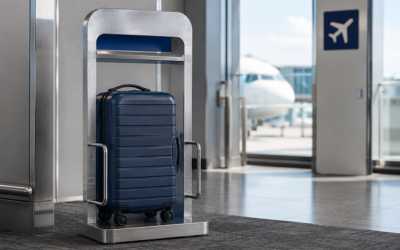 medidores de equipaje en puerta de embarque en el aeropuerto