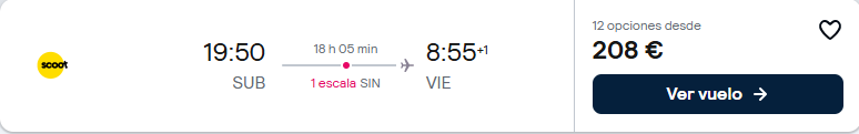 vuelo Surabaya Viena Scoot con escala en Singapur