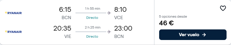 billete abierto Ryanair Barcelona Venecia Viena Barcelona