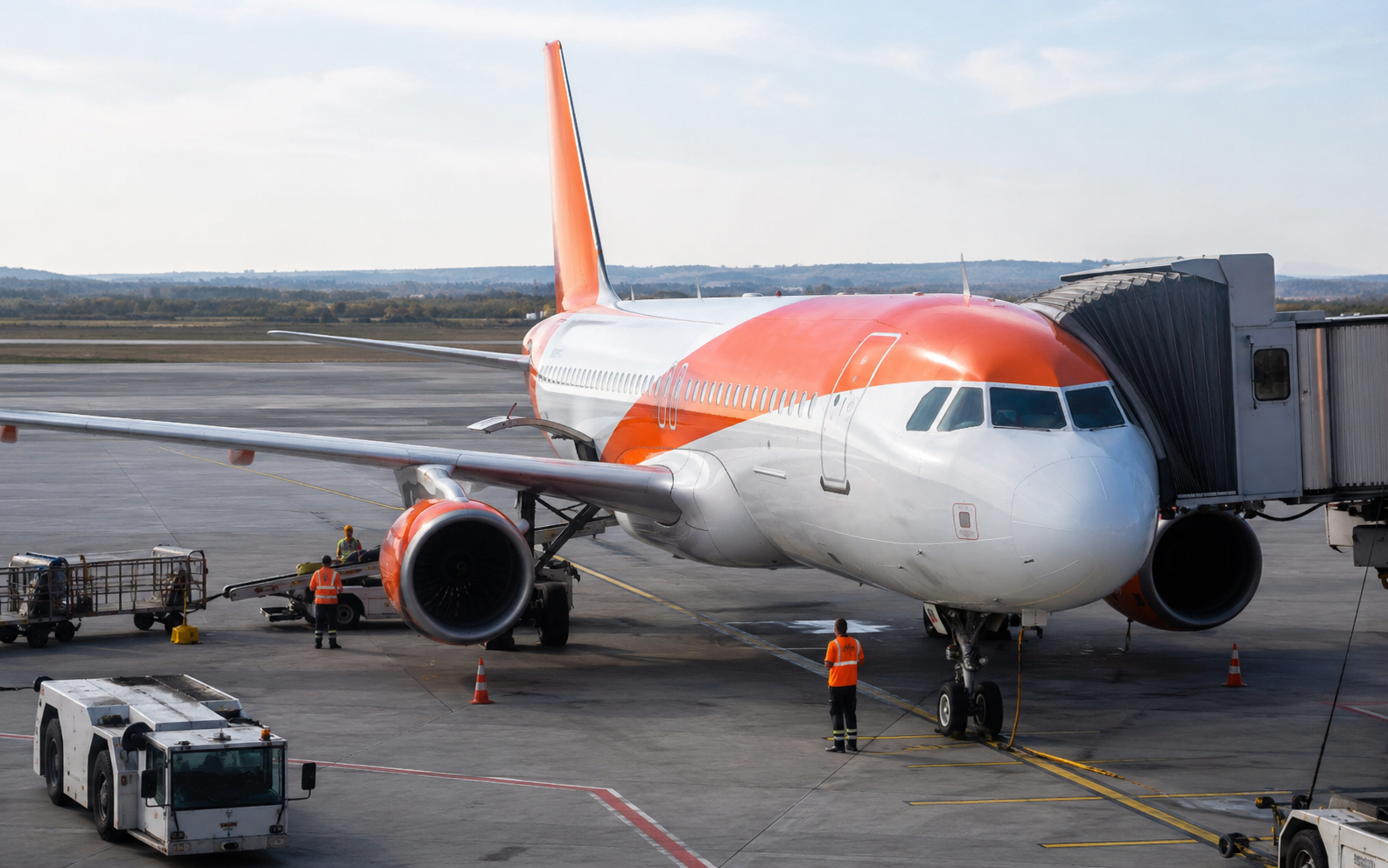 Avión de easyJet en la puerta de embarque, en pleno proceso de venta de easyJet