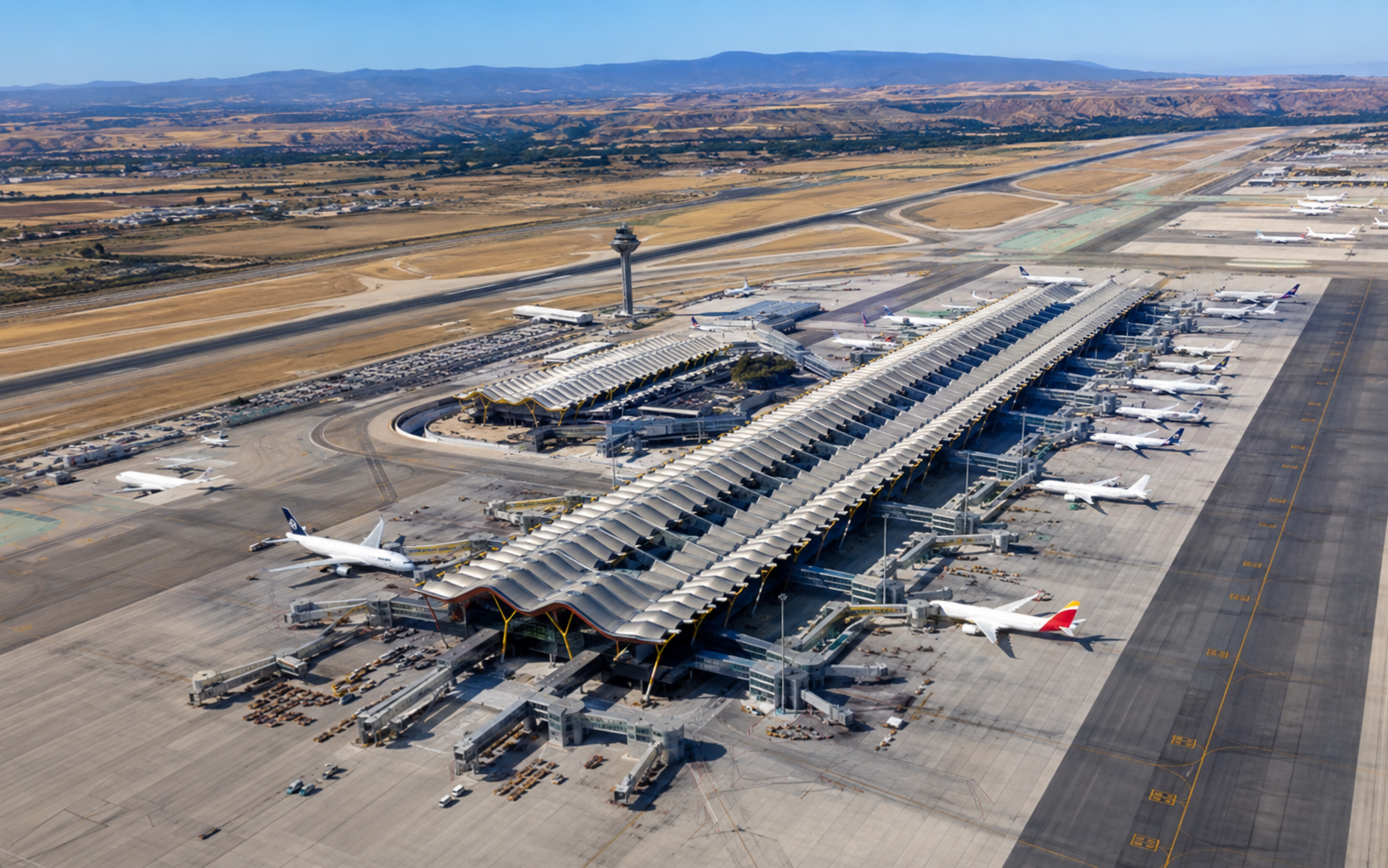 Vista aérea del aeropuerto de Madrid-Barajas