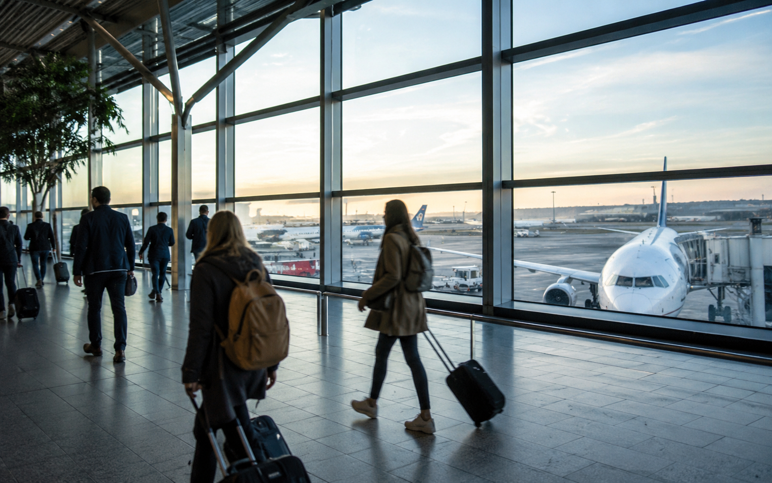 Panel de salidas de vuelos en un aeropuerto europeo