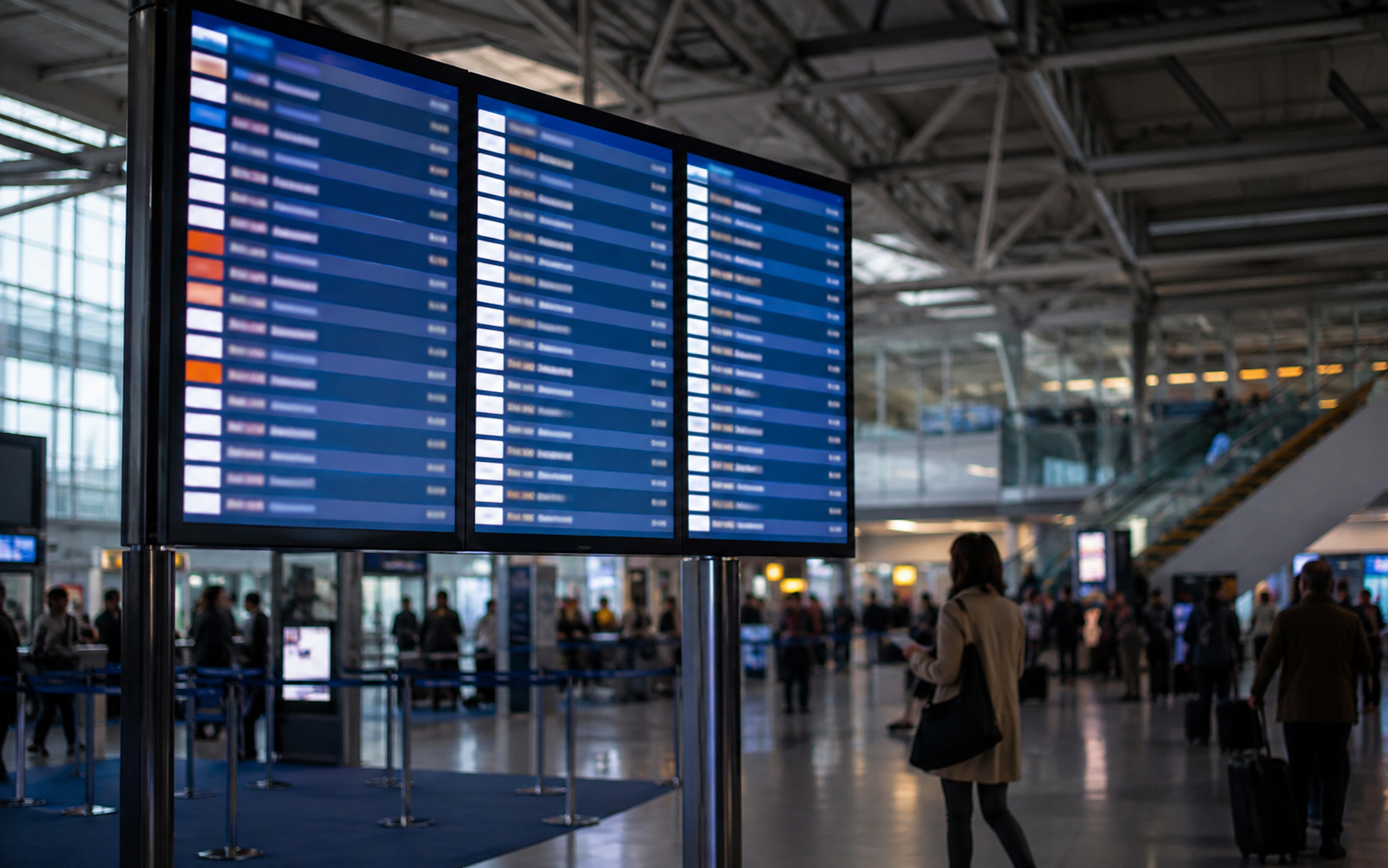 pantalla de salidas en un aeropuerto con vuelos a Italia