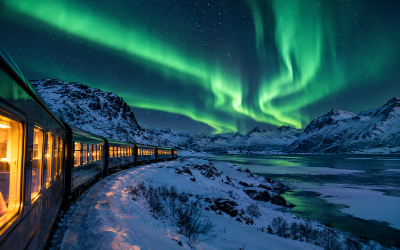 tren nocturno auroras boreales