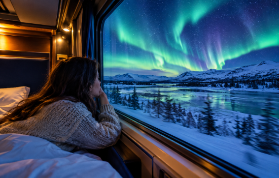 tren nocturno auroras boreales